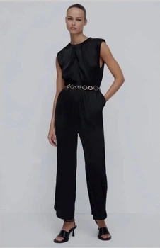 Комбінезон без рукавів довгий брючний без пояса чорний Zara розмір S