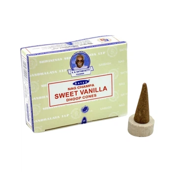 Аромаконусы Сладкая ваниль Sweet Vanilla Dhoop Cone 12шт. Satya 8904234409467