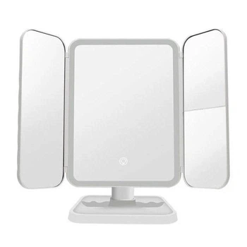 Зеркало косметическое тройное XW 810 с LED-подсветкой, сенсорным управлением, 8-кратным увеличением, 3 режимами освещения