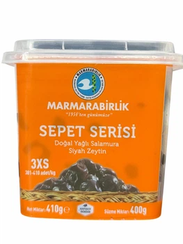 Оливки чорні Marmarabirlik Sepet Serisi 3XS з кісточкою 400 г, Туреччина