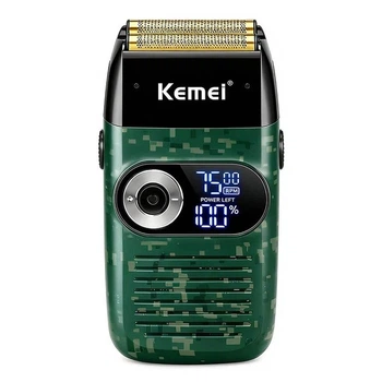 Электробритва для мужчин аккумуляторная двойная сетка LED дисплей IPX5 Kemei KM-2027