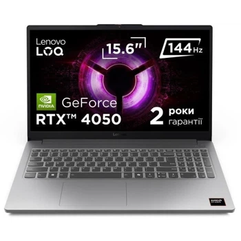 Ноутбук 15" Lenovo LOQ 15ARP10E (83S000EXRA) Luna Grey, Ryzen 7 170, 16GB, 1Tb, RTX 4050, DOS