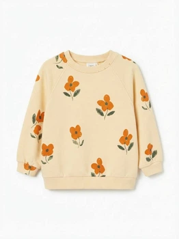 Дитячий світшот zara для дівчинки бежевого кольору з квітковим принтом 92 см (толстовка)