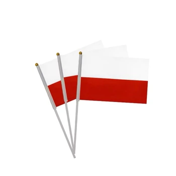 Польский настольный флаг, флажок Польши 21*14 см на стол, мини-знамя на палочке-стенде страны Польша, баннер на подставке