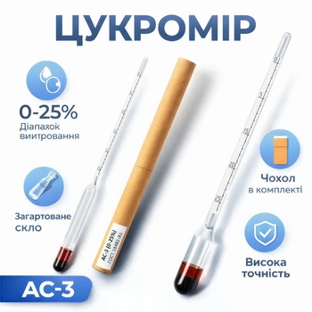 Ареометр для сахара АС-3 0-25%, 28 см. ДСТУ