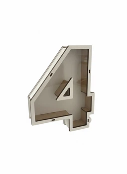 Подарочный бокс "цифра 4". Коробка для подарков (дерево) Прозрачная крышка (25х20х5)