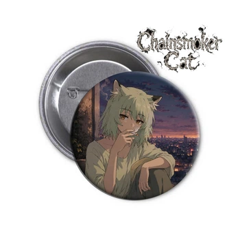 Значок Chainsmoker Cat | Кошка куряга (04) Табакошка