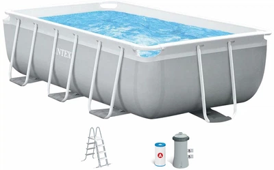 Каркасный бассейн Intex 26784 прямоугольный 300х175х80 см, 3539 л, с картриджным фильтром, лестницей