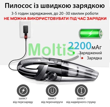 Автомобильный пылесос Moltis M2 120W USB Аккумуляторный