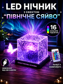 Ночник от USB куб звездное небо LED настольная RGB лампа 16 цветов для спальни и детской с пультом