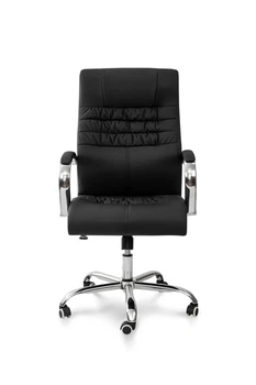 Офисный стул Линк черный кожзам 60x60x110 см металл хром