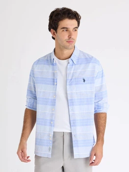Сорочка бавовняна чоловіча U.S. Polo Assn 11H0383-VQ00(Azure Blue) M Блакитна (786662593462)