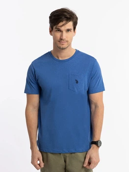 Футболка бавовняна довга чоловіча U.S. Polo Assn 113902-0400A(Cobalt Heather) XL Синя (786667066398)