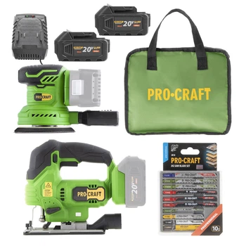 Комплект аккумуляторов Procraft PX20BLBB + ST24 с 2 аккумуляторами емкостью 4.0 Аг, зарядным устройством и аксессуарами