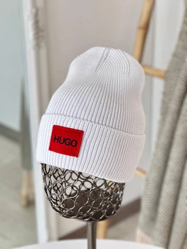 Шапка зимняя вязаная с логотипом One Size Белый (Шапка HUGO 605)