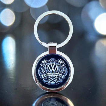 Металлический брелок Volkswagen - Брелок для ключей автомобиля Фольцваген - Chaban Souvenir - Автомобильный брелок/ Подарок автомобилисту, круглый (цвет металлик) ZSM_26