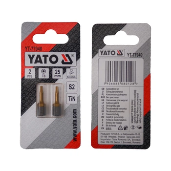 Биты YATO TORX T8 x 25 мм HEX 1/4" титановые 2 шт YT-77940