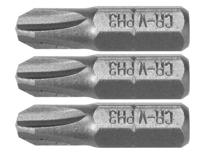 Набор бит STHOR Phillips PH1 PH2 PH3 x 25 мм HEX 1/4" Cr-V 3 шт 65461
