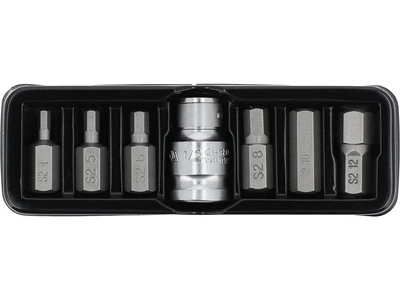 Набор бит YATO HEX 30 мм с адаптером 1/2" 7 шт YT-0412