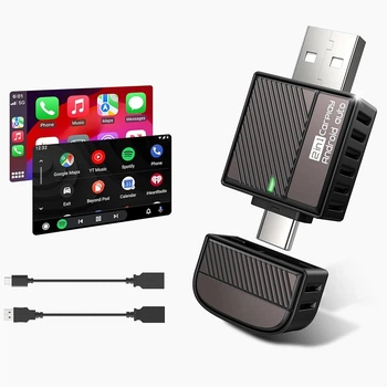 Беспроводной адаптер CarPlay и Android Auto 2-в-1 Wireless Adapter USB для автомобиля