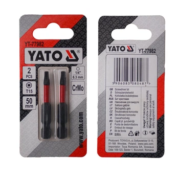 Биты YATO TORX T15 x 50 мм HEX 1/4" Cr-Mo 2 шт YT-77982