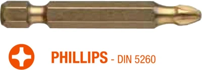 Біти USH ISOTIN Phillips PH2 x 50 мм Torsion титанові подовжені 10 шт UUSG0213622
