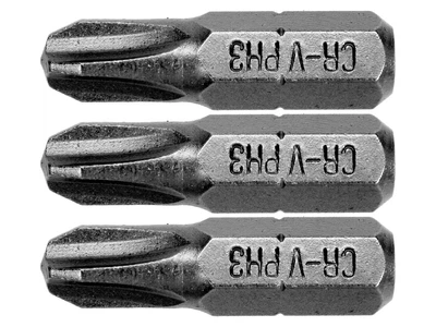 Біти STHOR PH3 x 25 мм HEX 1/4" Cr-V 3 шт 65454