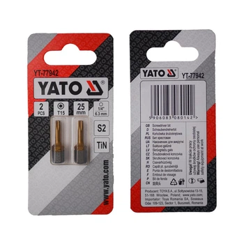 Биты YATO TORX T15 x 25 мм HEX 1/4" титановые 2 шт YT-77942