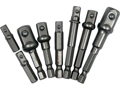Набор держателей-адаптеров торцевых головок YATO HEX на квадрат 1/4" 3/8" 1/2" длина 25-72 мм 8 шт YT-04639