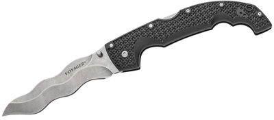 Ніж складаний Cold Steel Voyager Kris, лезо Plain Stonewashed AUS-10A, руківя Black Griv-Ex, Тайвань, CS-29AXW
