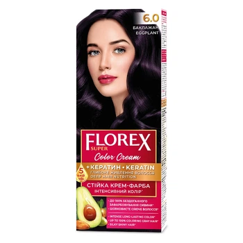 Стійка крем-фарба для волосся Florex Super 6.0 Баклажан