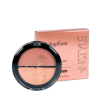 Рум'яна для обличчя компактні подвійні Instyle Twin Blush On TopFace PT353 №007 Перламутровий насичений нюд+за
