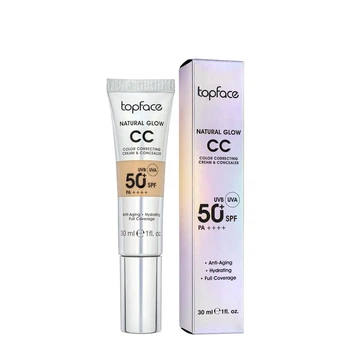 Тональний СС крем Natural Glow CC Cream & Concealer SPF50 TopFace PT472 №008 Темний пісочний, 30 мл