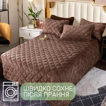 Велюровое плед-покрывало "Provance" Евро размера 220х240см стеганое коричневый (BB134)