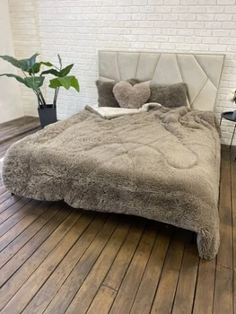 Ковдра всесезонна Grass Ведмідь плюшеве хутро з коротким ворсом 200x230 см бежевий (tra104)