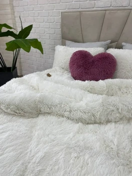 Ковдра всесезонна Grass Ведмідь плюшеве хутро з коротким ворсом 200x230 см білий (tra55)