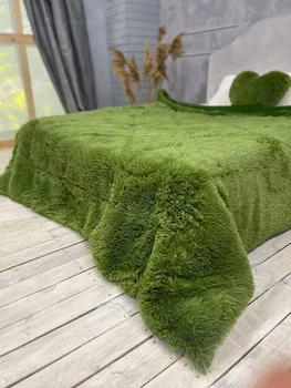 Одеяло всесезонное Grass Медведь плюшевый мех с коротким ворсом 200x230 см зеленый (tra49)