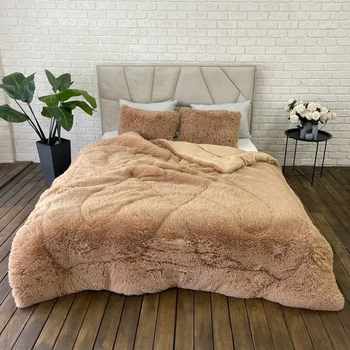 Одеяло всесезонное Grass Медведь плюшевый мех с коротким ворсом 200x230 см бежевый (tra113)