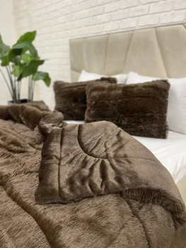 Ковдра всесезонна Grass Ведмідь плюшеве хутро з коротким ворсом 200x230 см коричневий (tra8)