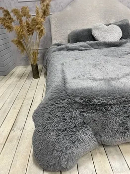 Ковдра всесезонна Grass Ведмідь плюшеве хутро з коротким ворсом 200x230 см сірий (tra120)