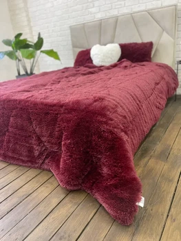 Одеяло всесезонное Grass Медведь плюшевый мех с коротким ворсом 200x230 см бордовый (tra48)