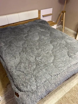 Одеяло всесезонное Grass Медведь плюшевый мех с коротким ворсом 200x230 см серый (tra33)