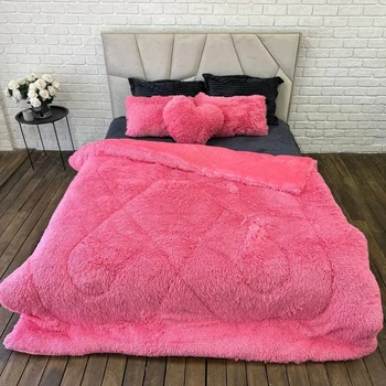 Ковдра всесезонна Grass Ведмідь плюшеве хутро з коротким ворсом 200x230 см рожевий (tra115)