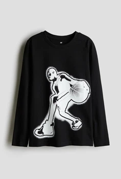Підлітковий лонгслів для хлопчика H&M 134-140 см Чорний (26070802A)