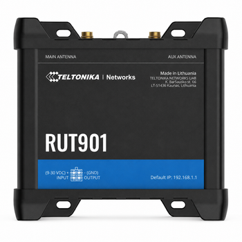 Промышленный маршрутизатор Teltonika RUT901 с поддержкой 4G LTE и Wi-Fi 4 Черный