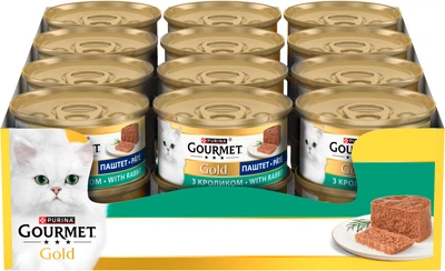 Упаковка влажного корма для кошек Purina Gourmet Gold Паштет с кроликом 24 шт по 85 г (7613033728754)