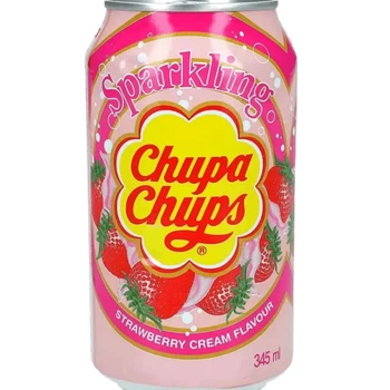 Напій газований Chupa Chups Strawberry Cream Полуниця з Вершками 345 мл (8801069402451)