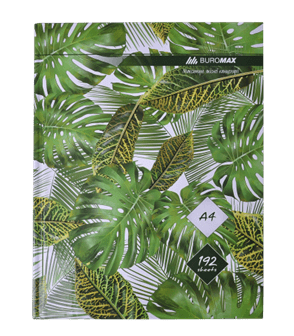 Книга канцелярська тверда обкладинка А4 192 аркуші # офсет BUROMAX Floristica, зелена /BM.24419101-04/