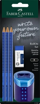 Олівець графітовий Faber-Castell 217083 GRIP Blue 2001 B 3шт+ластик+чинка /217083/