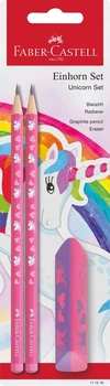 Олівець графітовий Faber-Castell 111516 UNICORN PINK HB 2шт+гумка /111516/